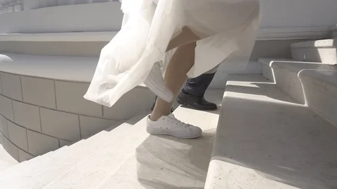Bride in sneakers Video stock 106576365
