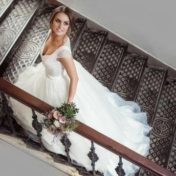 Bride on the stairs Stock Photos