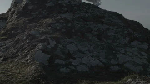 Bride standing on cliff v2 Stock Footage 38838665