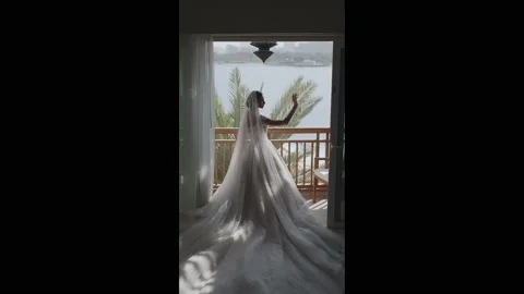 Bride standing at the window Video stock 223499593