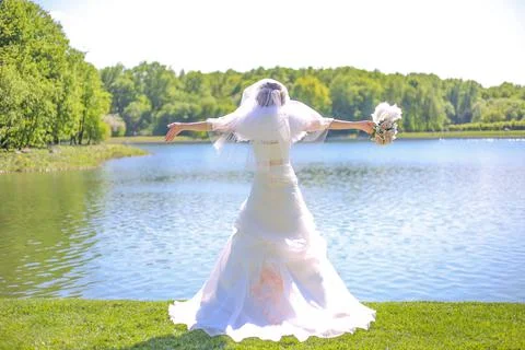 The bride stands Stock Photos