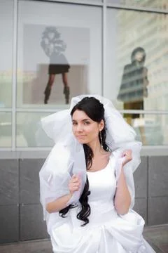 A bride on the street Stock Photos