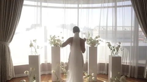 The bride strokes her hands raised above her head Vidéo 262364589