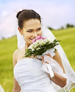 Bride summer outdoor. Stock Photos