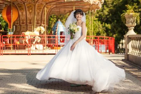 Bride in summer park Stock Photos