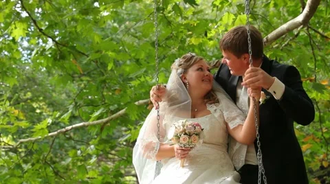 Bride On The Swing Stock Footage 52637546