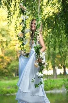 Bride on a swing Stock Photos