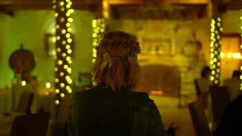 Bride taking on a jeans jacket Stock Footage 232757371