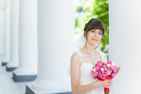 Bride in theater columns Stock Photos