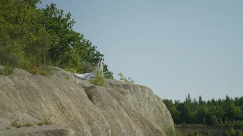 The bride on top of the mountain Stock Footage 251181766
