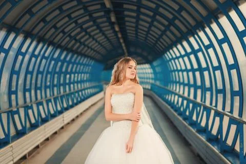 Bride in tunnel Stock Photos
