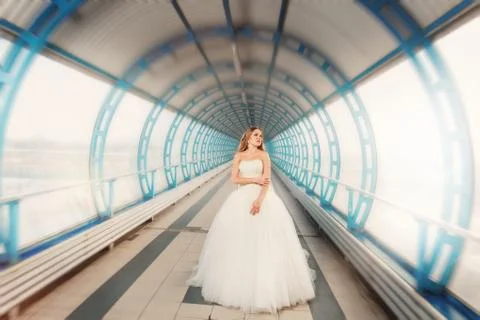 Bride in tunnel Stock Photos