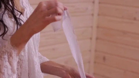 Bride Unwrap And Read Wedding Letter Video stock 70243950