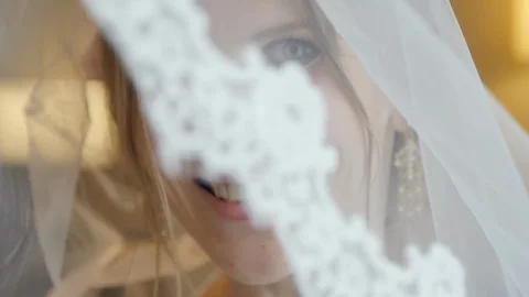 The Bride in a Veil Laughs Stock Footage 123515117