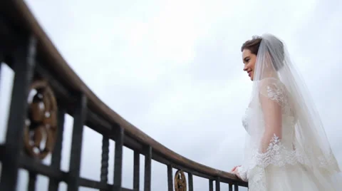 Bride waiting in  balcony Stock Footage 33141752