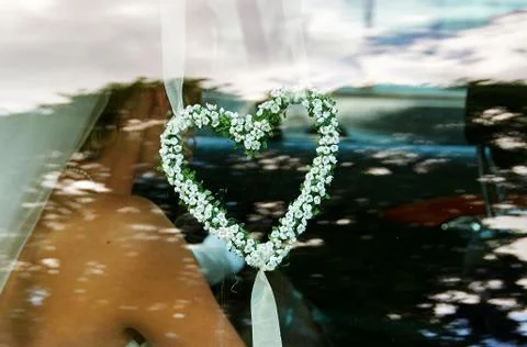 Bride waiting in car Stock Photos