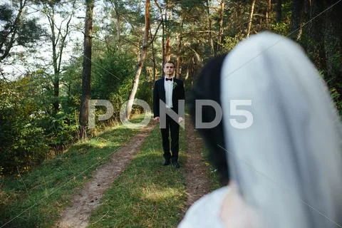 Bride waiting for the groom Stock Photos