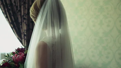 The bride is waiting for the wedding ceremony to start slow motion Stock Footage 54062886