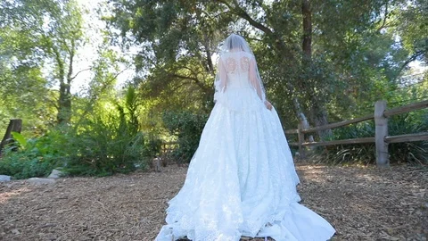 Bride walking from the back wearing a veil Stock-Footage 106209690