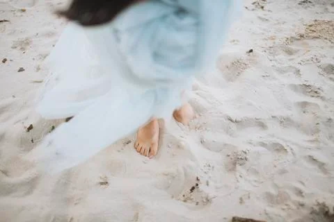 Bride walking barefoot. Stock Photos