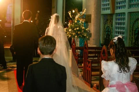 Bride walking down the aisle Stock Photos