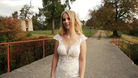 The bride is walking Stock Footage 98453416