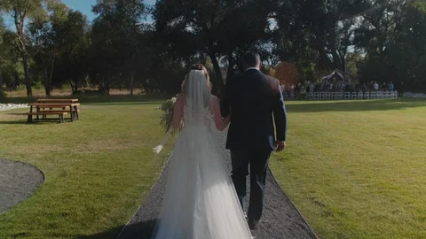 Bride Walking with her Father Stock Footage 98579554