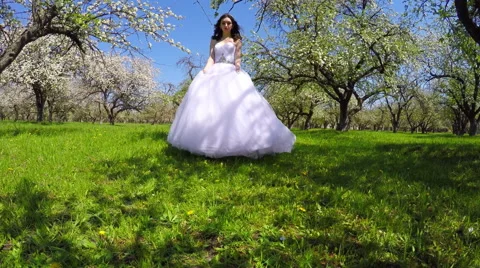 Bride Walks In The Garden 14 Stock Footage 63265463