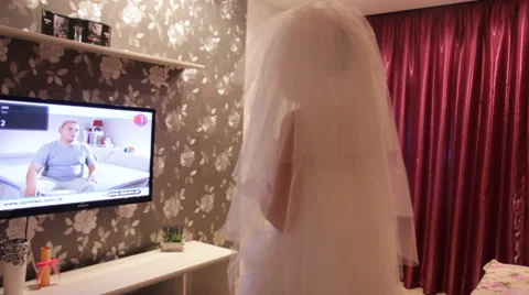 The bride watching TV Video stock 32846939