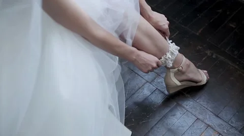 Bride is Wearing Garter Stock Footage 66508035