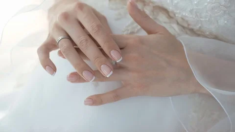 Bride Wears A Wedding Ring. Bride Is Pregnant. Stock-Footage 107476865