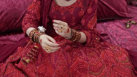 Bride Wedding Bangles Chura Close Up Detail Shot Stock Footage 337371567