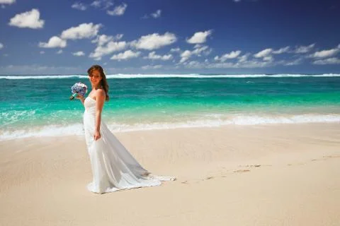 Bride with wedding bouquet Foto stock