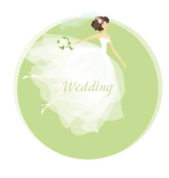 Bride wedding dress concept vector illustration. spring pastel color woman in Illustrazione stock