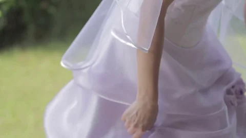 Bride Wedding Dress Gown in Garden Stock Footage