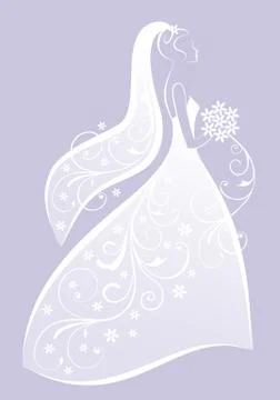 Bride in wedding dress, vector Stock Illustration