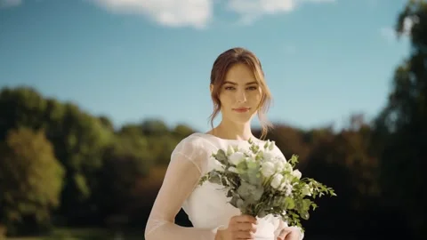 Bride with wedding flowers Stock Footage 303642998
