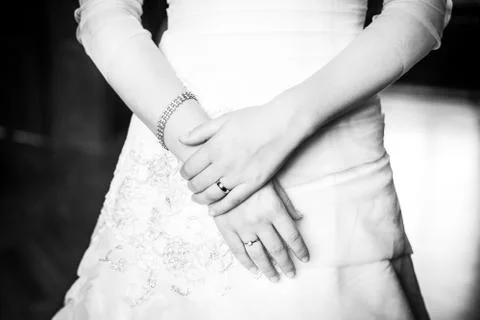 Bride with wedding rings Stock Photos