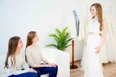 Bride at wedding shop Stock Photos