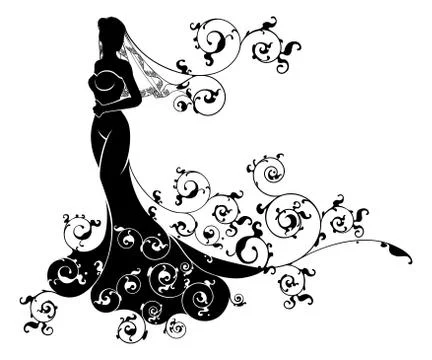 Bride Wedding Silhouette Stock Illustration