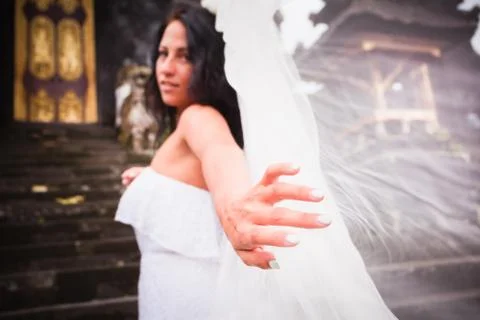 Bride with wedding veil Stock Photos