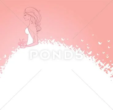 Bride in white dress Stock Illustration