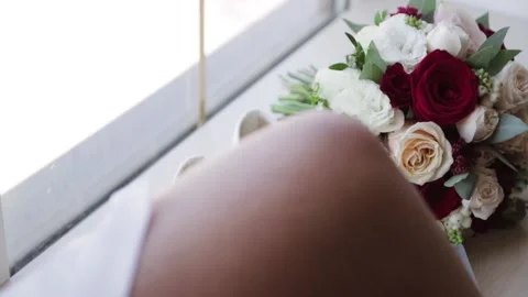 Bride in white robe Stock Footage 146642628