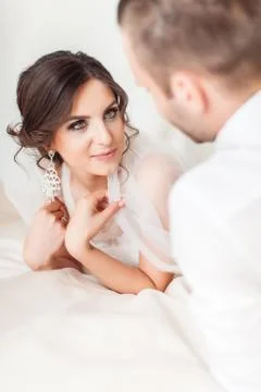Bride in a white room Stock Photos