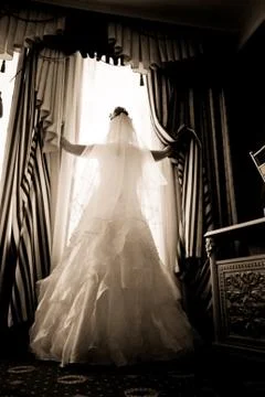 Bride at window Stock Photos