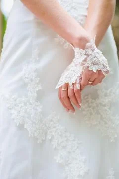 Bride&amp;#39;s hands together Stock Photos