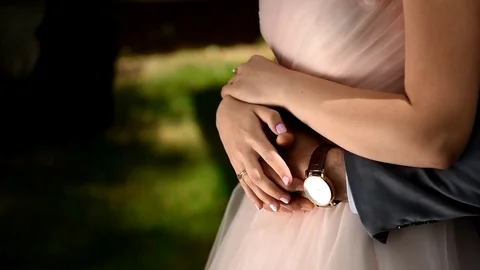 The bridegroom embraces the bride. Stock Footage 76617249