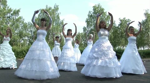 Brides are dancing "dolls dance" Stock Footage 11224703