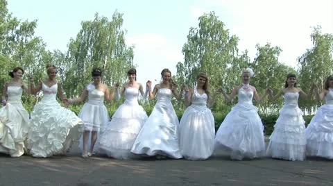 Brides are dancing folk-dance Stock Footage 11225209