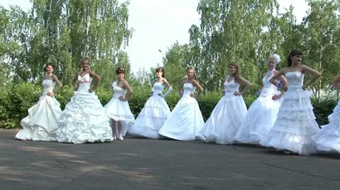 Brides are dancing folk dance Stock Footage 11225525